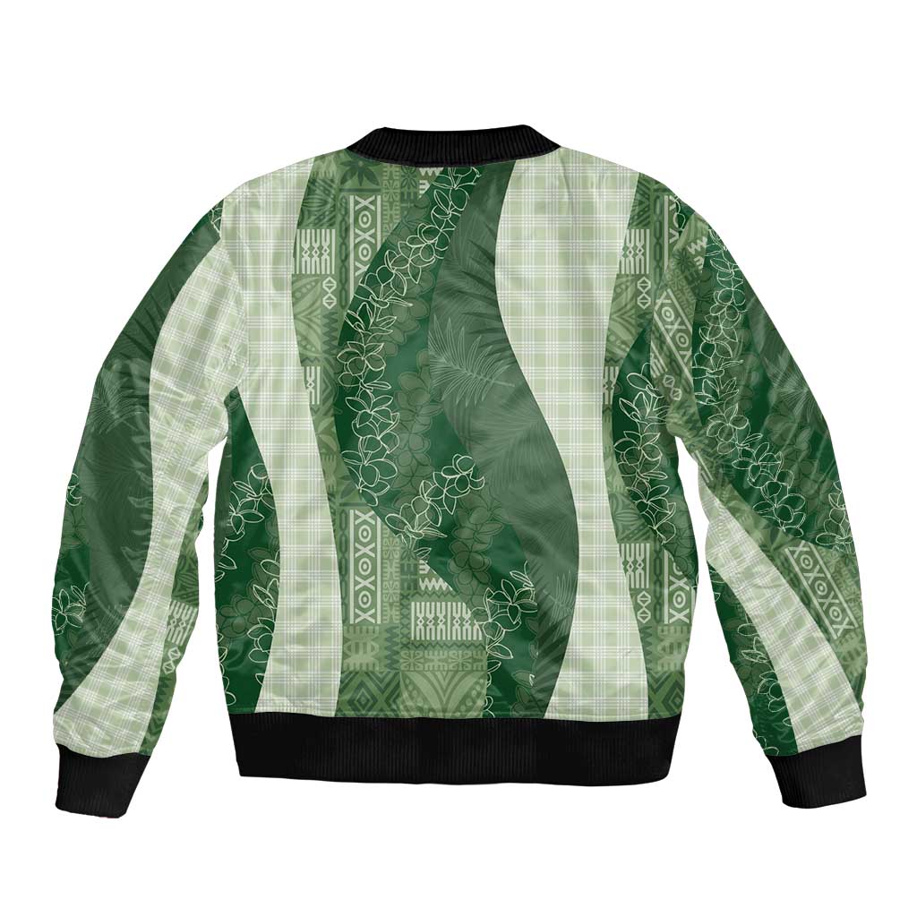 Polynesian Tribal Pattern Patchwork Picturesque Bomber Jacket Sage Green LT7 - Polynesian Pride