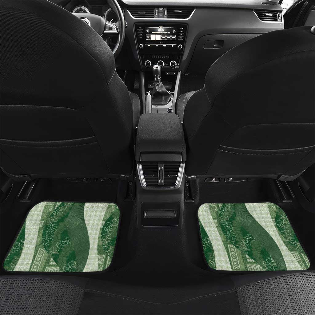 Polynesian Tribal Pattern Patchwork Picturesque Car Mats Sage Green LT7 Set 2pcs - Back Sage Green - Polynesian Pride
