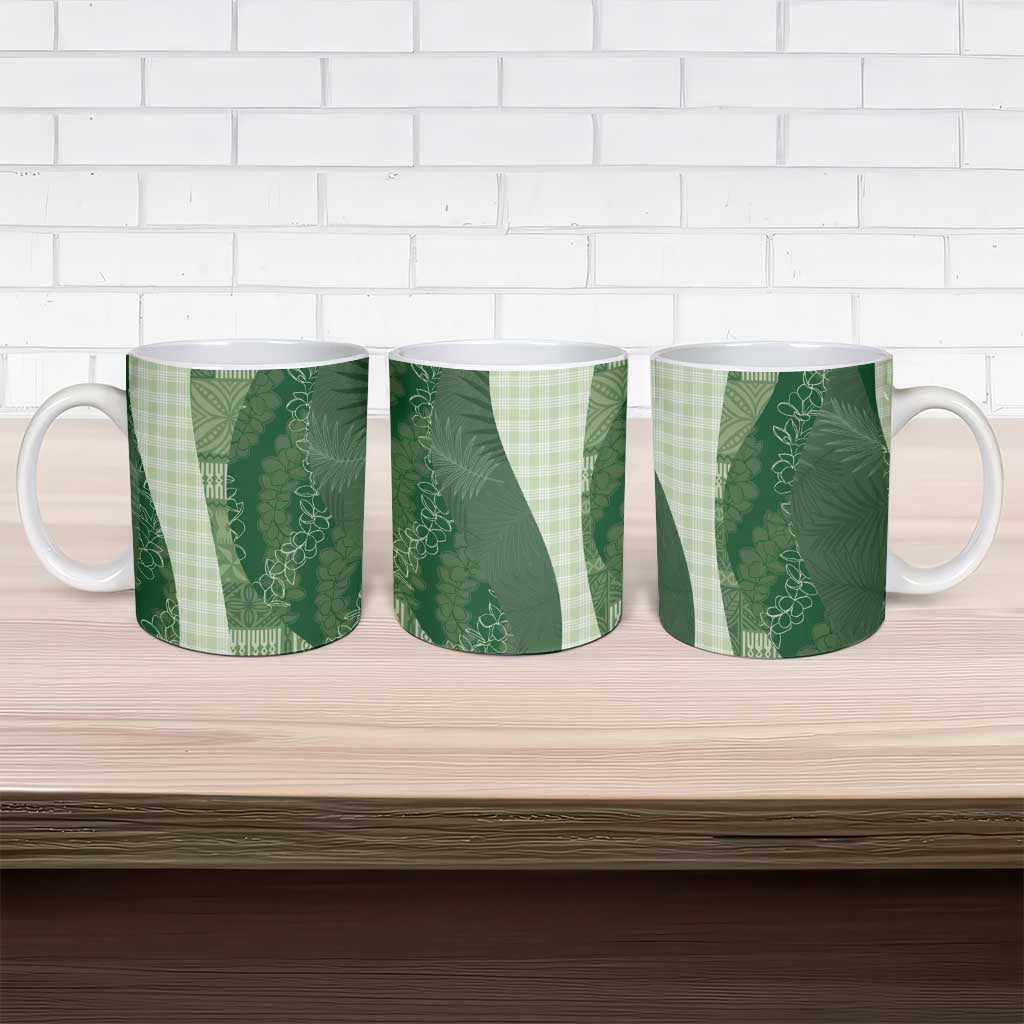 Polynesian Tribal Pattern Patchwork Picturesque Ceramic Mug Sage Green LT7 - Polynesian Pride