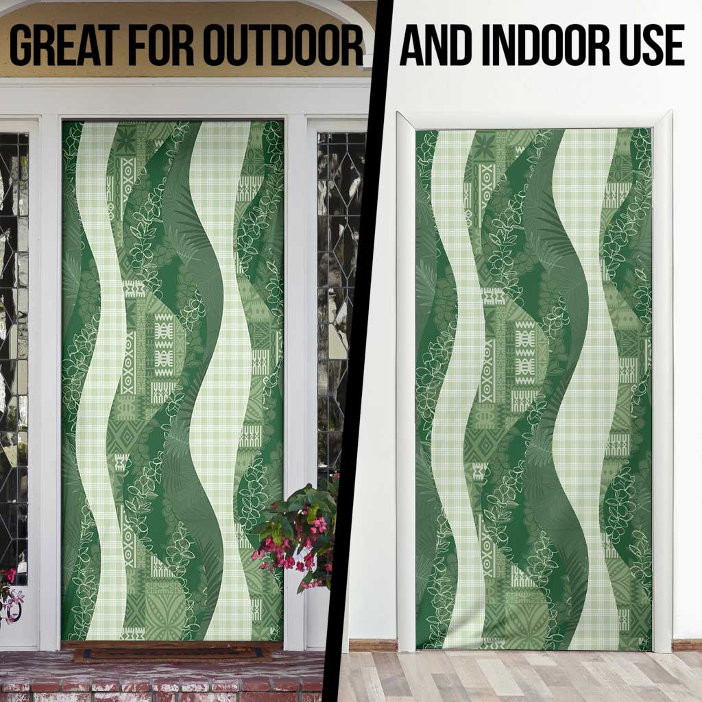Polynesian Tribal Pattern Patchwork Picturesque Door Cover Sage Green