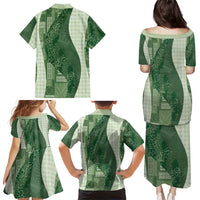 Polynesian Tribal Pattern Patchwork Picturesque Family Matching Puletasi and Hawaiian Shirt Sage Green LT7 - Polynesian Pride