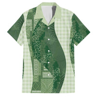Polynesian Tribal Pattern Patchwork Picturesque Family Matching Puletasi and Hawaiian Shirt Sage Green LT7 Dad's Shirt - Short Sleeve Sage Green - Polynesian Pride