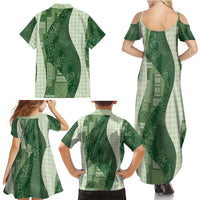 Polynesian Tribal Pattern Patchwork Picturesque Family Matching Summer Maxi Dress and Hawaiian Shirt Sage Green LT7 - Polynesian Pride