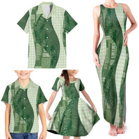 Polynesian Tribal Pattern Patchwork Picturesque Family Matching Tank Maxi Dress and Hawaiian Shirt Sage Green LT7 - Polynesian Pride