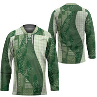 Polynesian Tribal Pattern Patchwork Picturesque Hockey Jersey Sage Green LT7 - Polynesian Pride