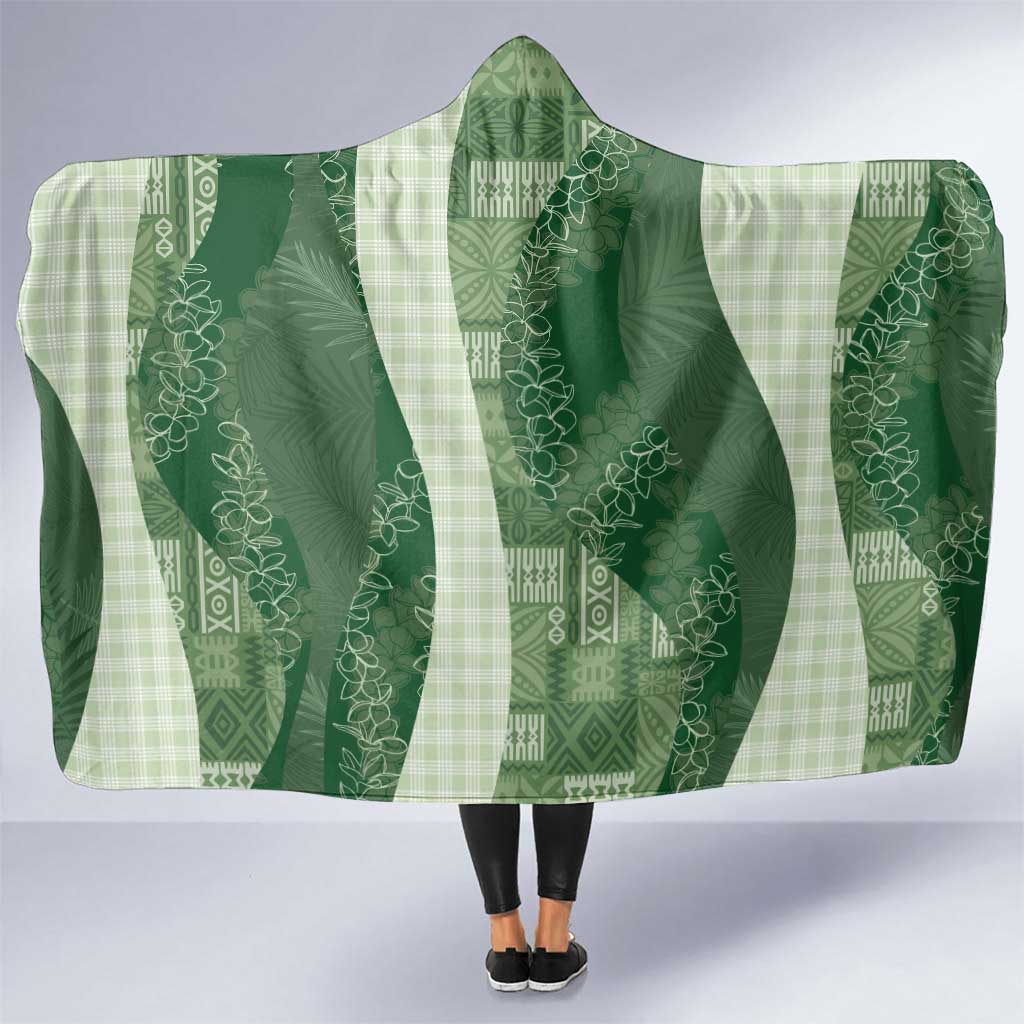 Polynesian Tribal Pattern Patchwork Picturesque Hooded Blanket Sage Green LT7 One Size Sage Green - Polynesian Pride