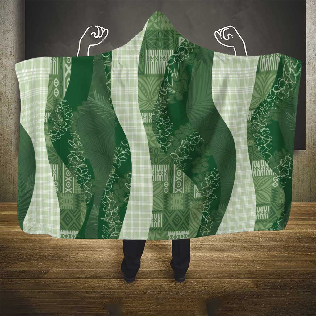Polynesian Tribal Pattern Patchwork Picturesque Hooded Blanket Sage Green LT7 - Polynesian Pride