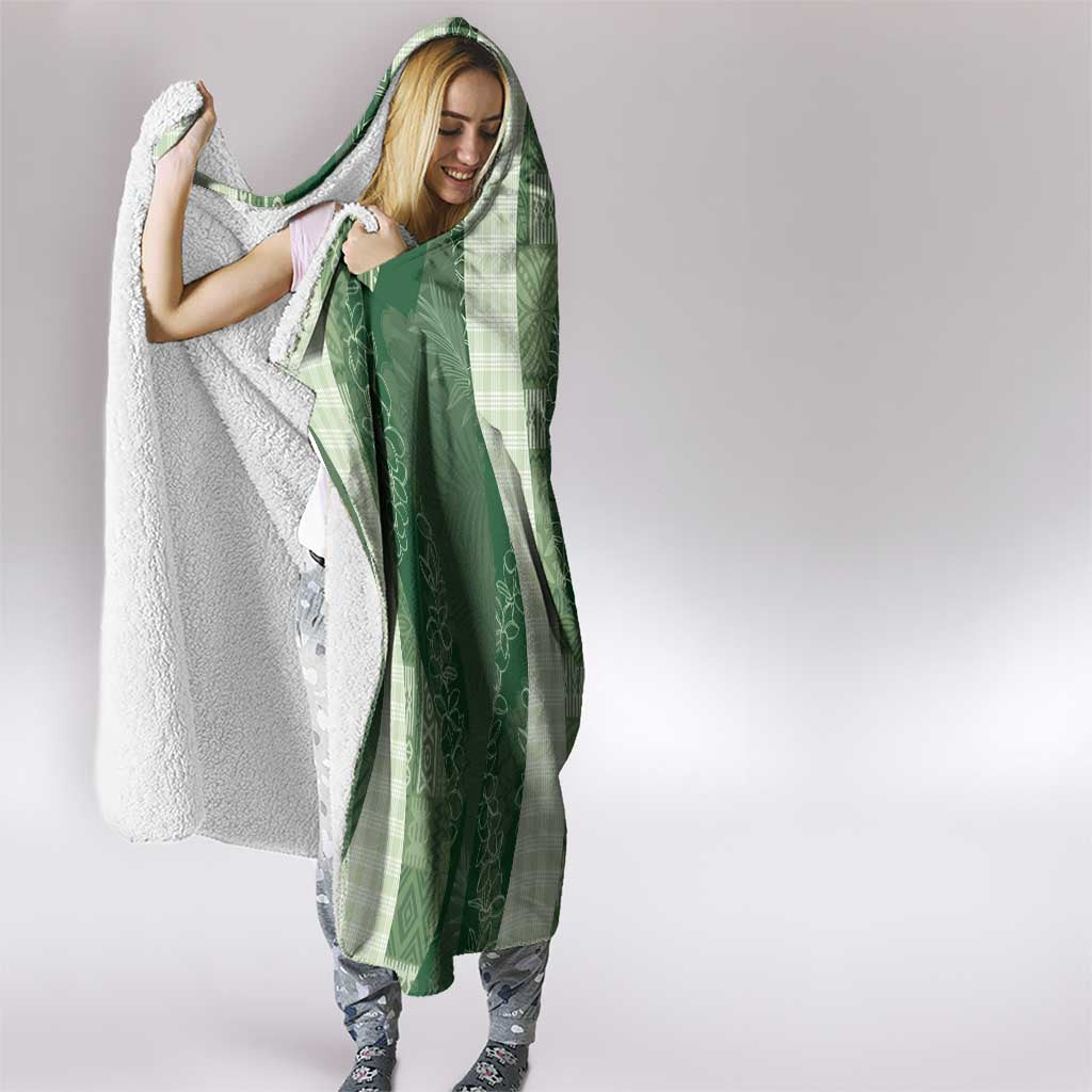 Polynesian Tribal Pattern Patchwork Picturesque Hooded Blanket Sage Green LT7 - Polynesian Pride