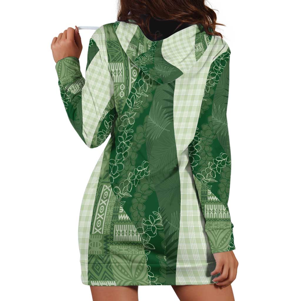 Polynesian Tribal Pattern Patchwork Picturesque Hoodie Dress Sage Green LT7 - Polynesian Pride