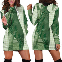 Polynesian Tribal Pattern Patchwork Picturesque Hoodie Dress Sage Green LT7 - Polynesian Pride