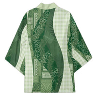 Polynesian Tribal Pattern Patchwork Picturesque Kimono Sage Green LT7 - Polynesian Pride