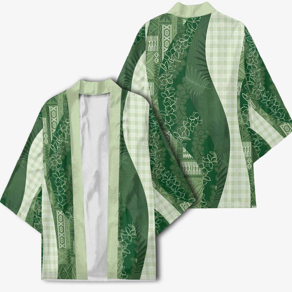 Polynesian Tribal Pattern Patchwork Picturesque Kimono Sage Green LT7 - Polynesian Pride
