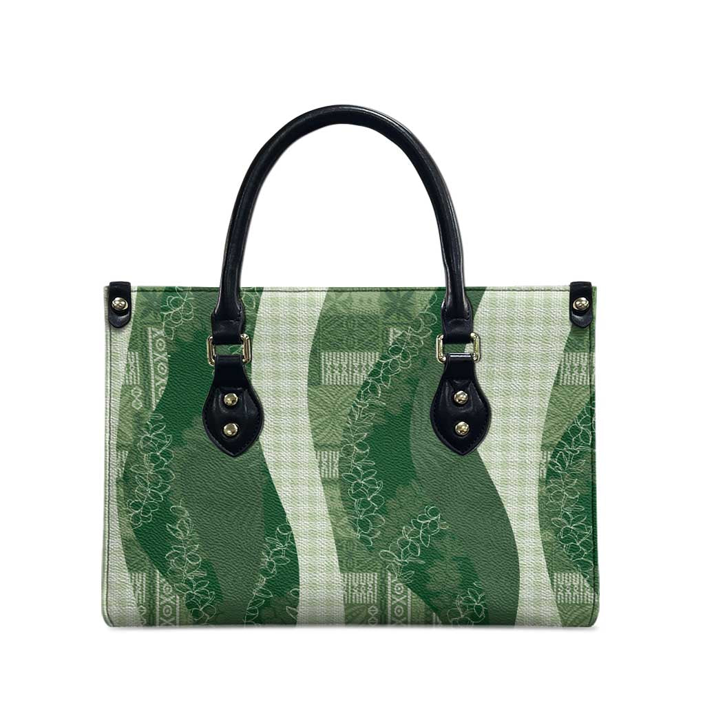 Polynesian Tribal Pattern Patchwork Picturesque Leather Bag Sage Green LT7 - Polynesian Pride