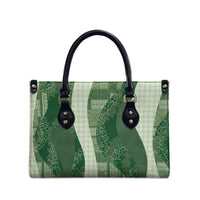 Polynesian Tribal Pattern Patchwork Picturesque Leather Bag Sage Green LT7 - Polynesian Pride