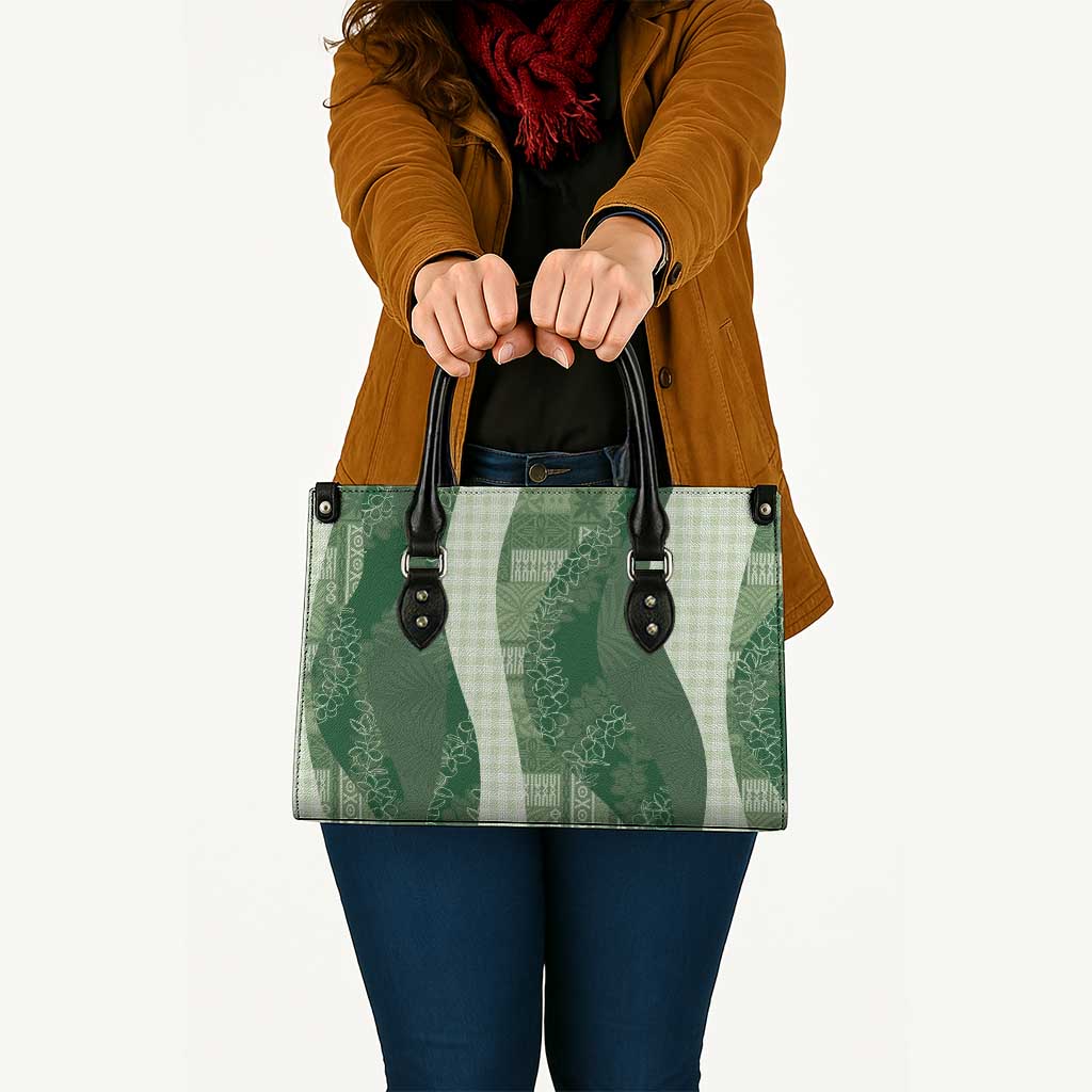 Polynesian Tribal Pattern Patchwork Picturesque Leather Bag Sage Green LT7 - Polynesian Pride