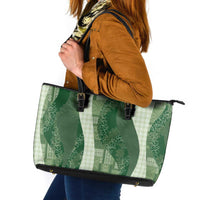 Polynesian Tribal Pattern Patchwork Picturesque Leather Tote Bag Sage Green LT7 Sage Green - Polynesian Pride