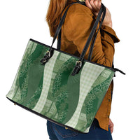 Polynesian Tribal Pattern Patchwork Picturesque Leather Tote Bag Sage Green LT7 - Polynesian Pride