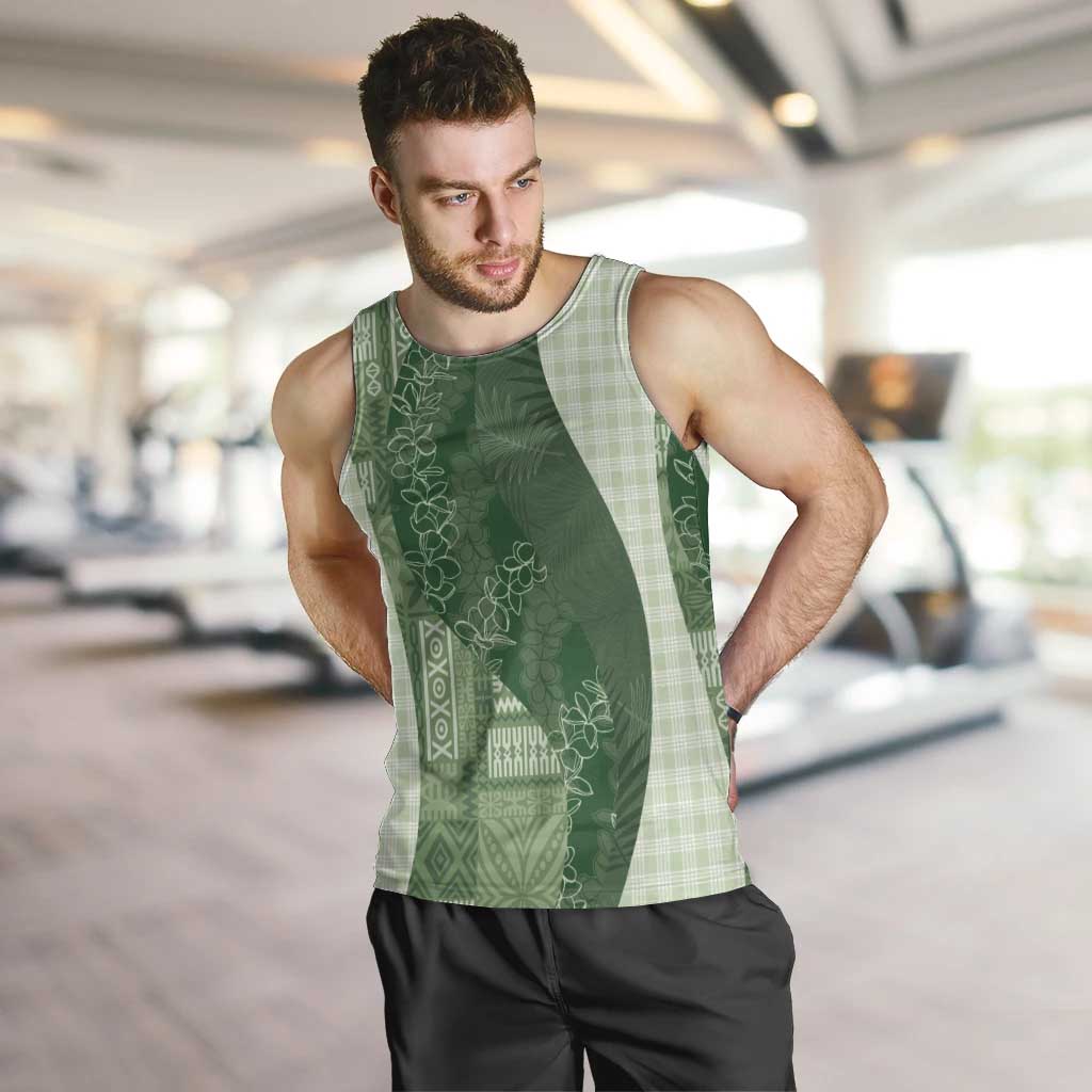 Polynesian Tribal Pattern Patchwork Picturesque Men Tank Top Sage Green LT7 Sage Green - Polynesian Pride