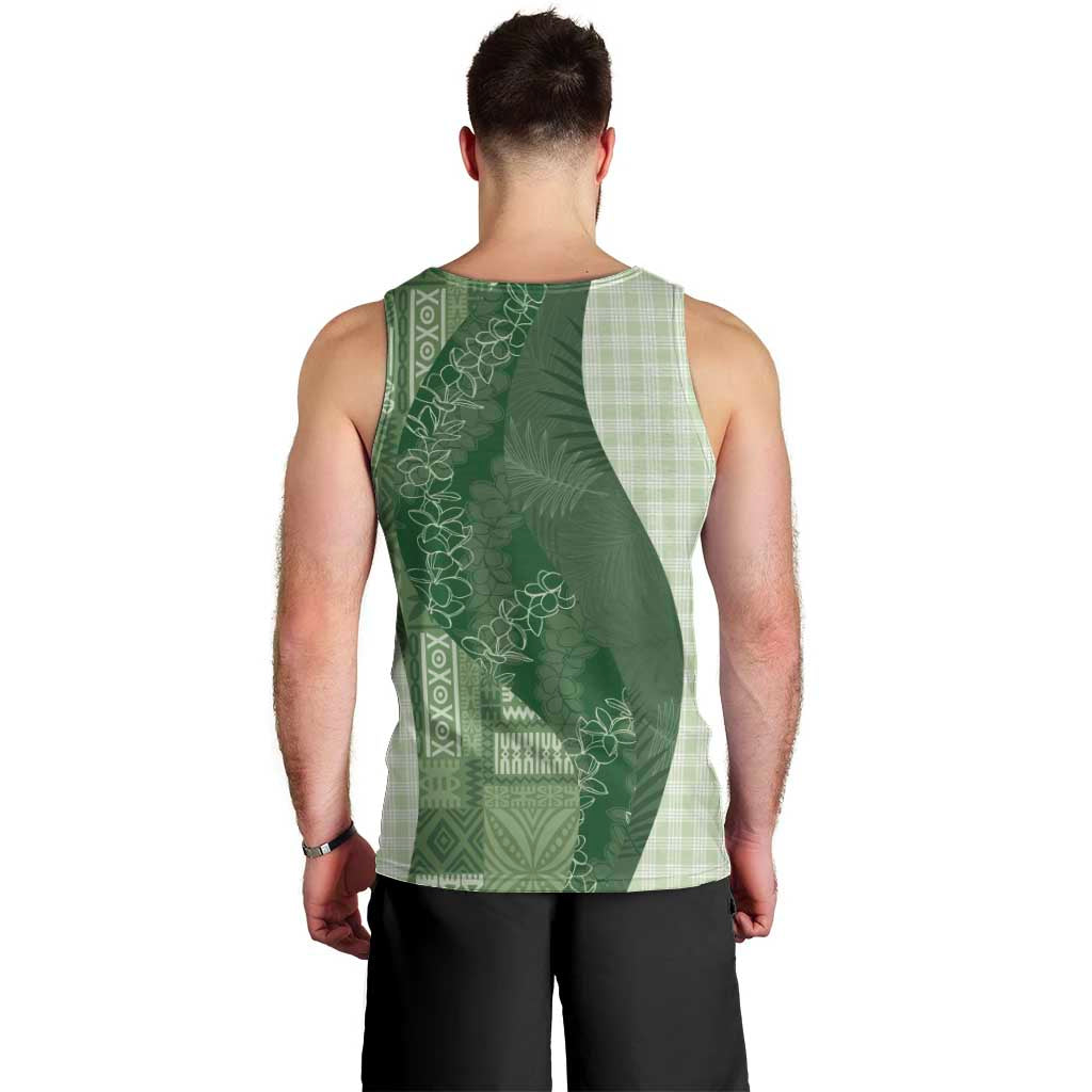 Polynesian Tribal Pattern Patchwork Picturesque Men Tank Top Sage Green LT7 - Polynesian Pride
