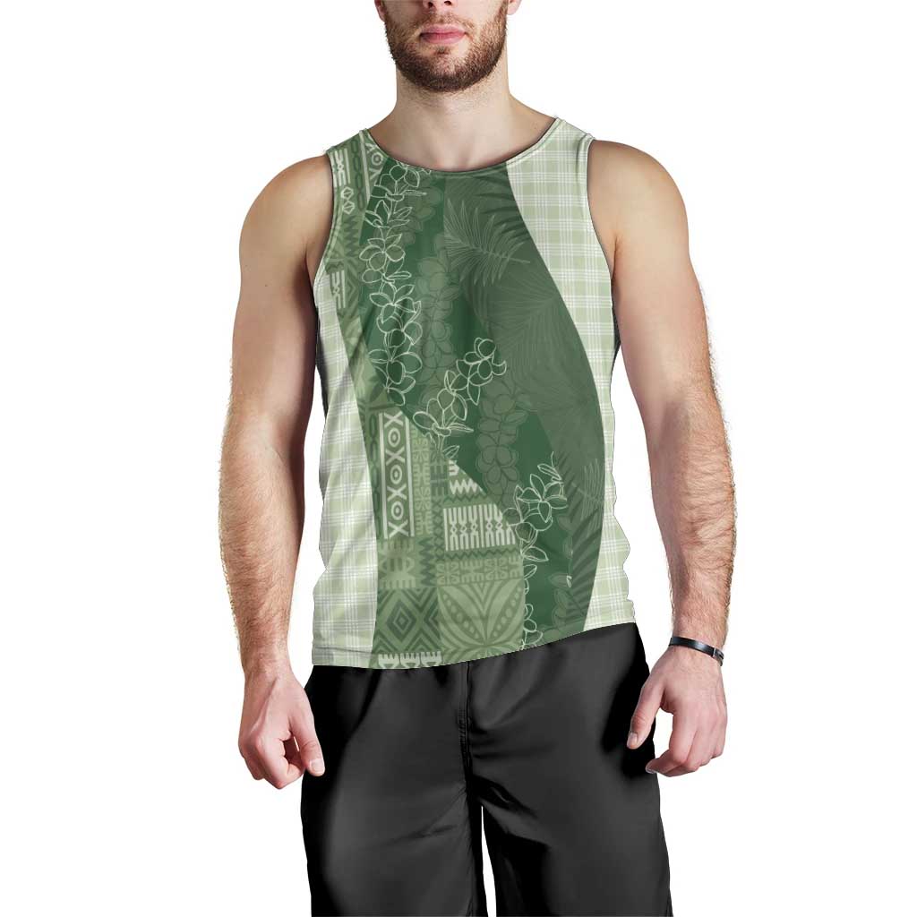Polynesian Tribal Pattern Patchwork Picturesque Men Tank Top Sage Green LT7 - Polynesian Pride