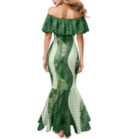 Polynesian Tribal Pattern Patchwork Picturesque Mermaid Dress Sage Green LT7 - Polynesian Pride