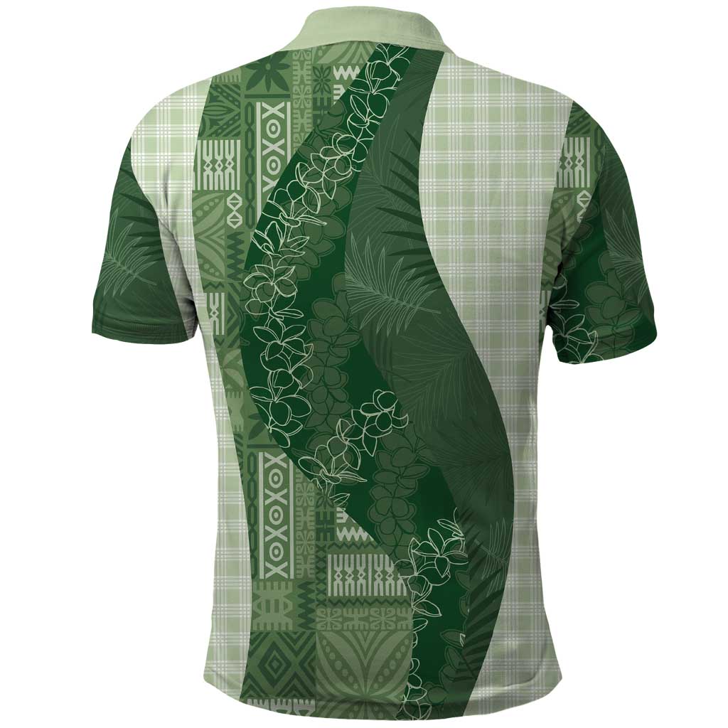 Polynesian Tribal Pattern Patchwork Picturesque Polo Shirt Sage Green LT7 - Polynesian Pride