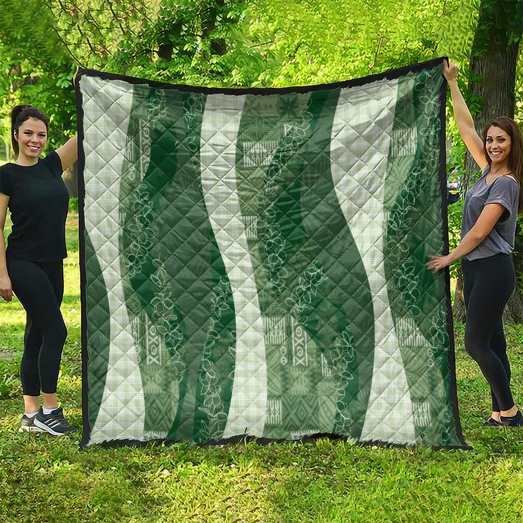 Polynesian Tribal Pattern Patchwork Picturesque Quilt Sage Green LT7 - Polynesian Pride
