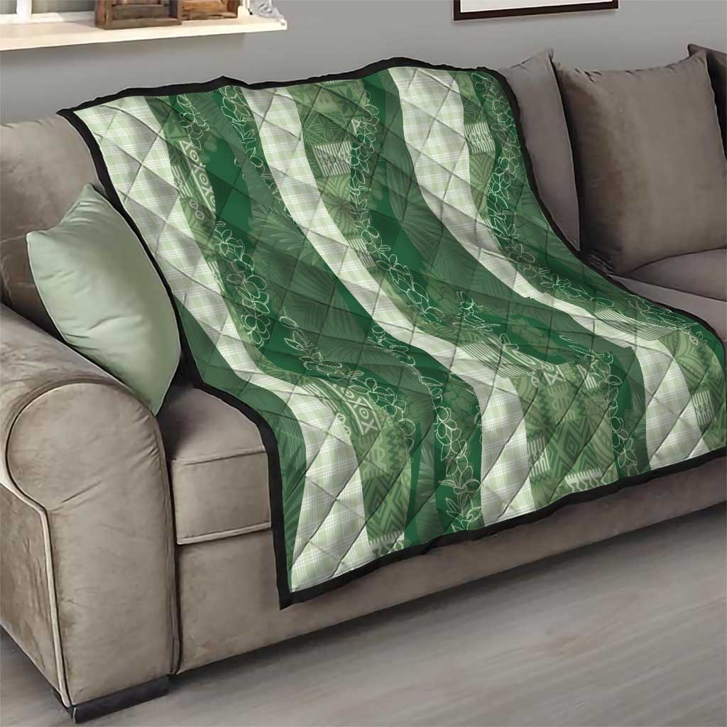Polynesian Tribal Pattern Patchwork Picturesque Quilt Sage Green LT7 - Polynesian Pride