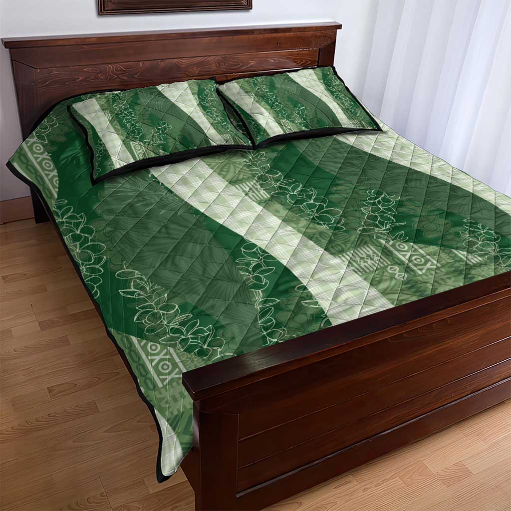 Polynesian Tribal Pattern Patchwork Picturesque Quilt Bed Set Sage Green LT7 - Polynesian Pride