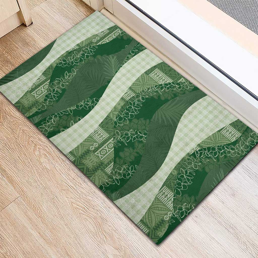 Polynesian Tribal Pattern Patchwork Picturesque Rubber Doormat Sage Green LT7 - Polynesian Pride
