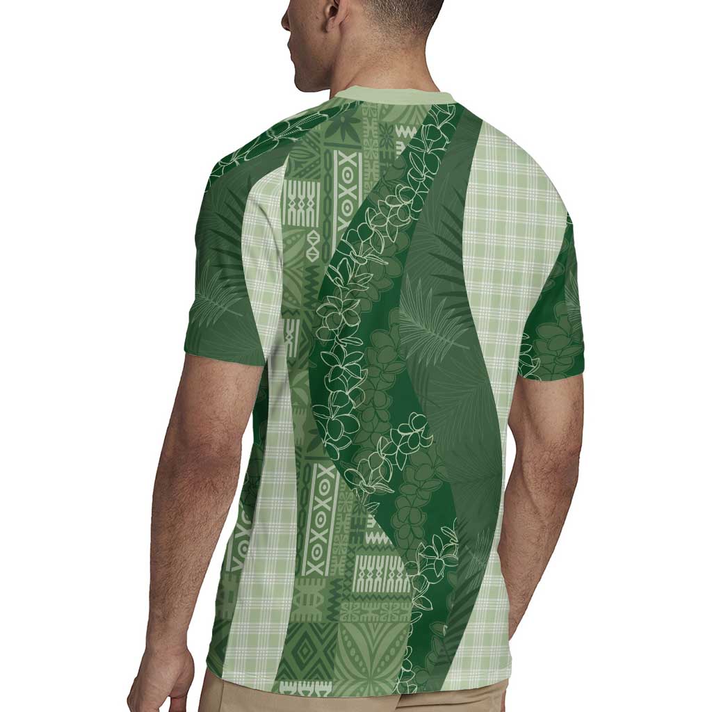 Polynesian Tribal Pattern Patchwork Picturesque Rugby Jersey Sage Green LT7 - Polynesian Pride