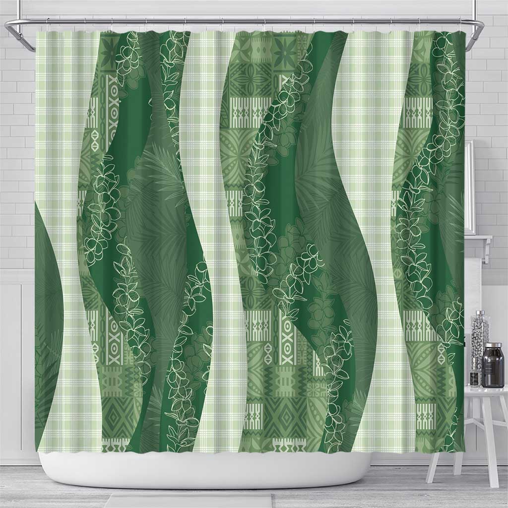 Polynesian Tribal Pattern Patchwork Picturesque Shower Curtain Sage Green LT7 - Polynesian Pride