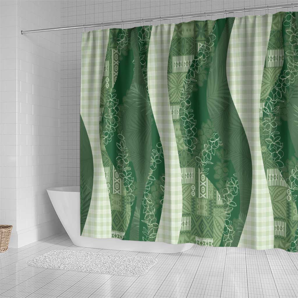 Polynesian Tribal Pattern Patchwork Picturesque Shower Curtain Sage Green LT7 - Polynesian Pride