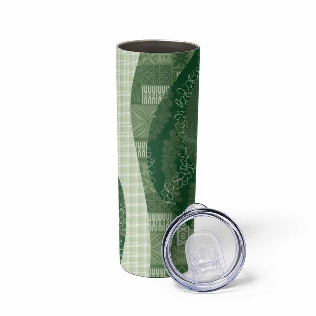 Polynesian Tribal Pattern Patchwork Picturesque Skinny Tumbler Sage Green LT7 - Polynesian Pride