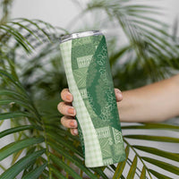 Polynesian Tribal Pattern Patchwork Picturesque Skinny Tumbler Sage Green LT7 - Polynesian Pride