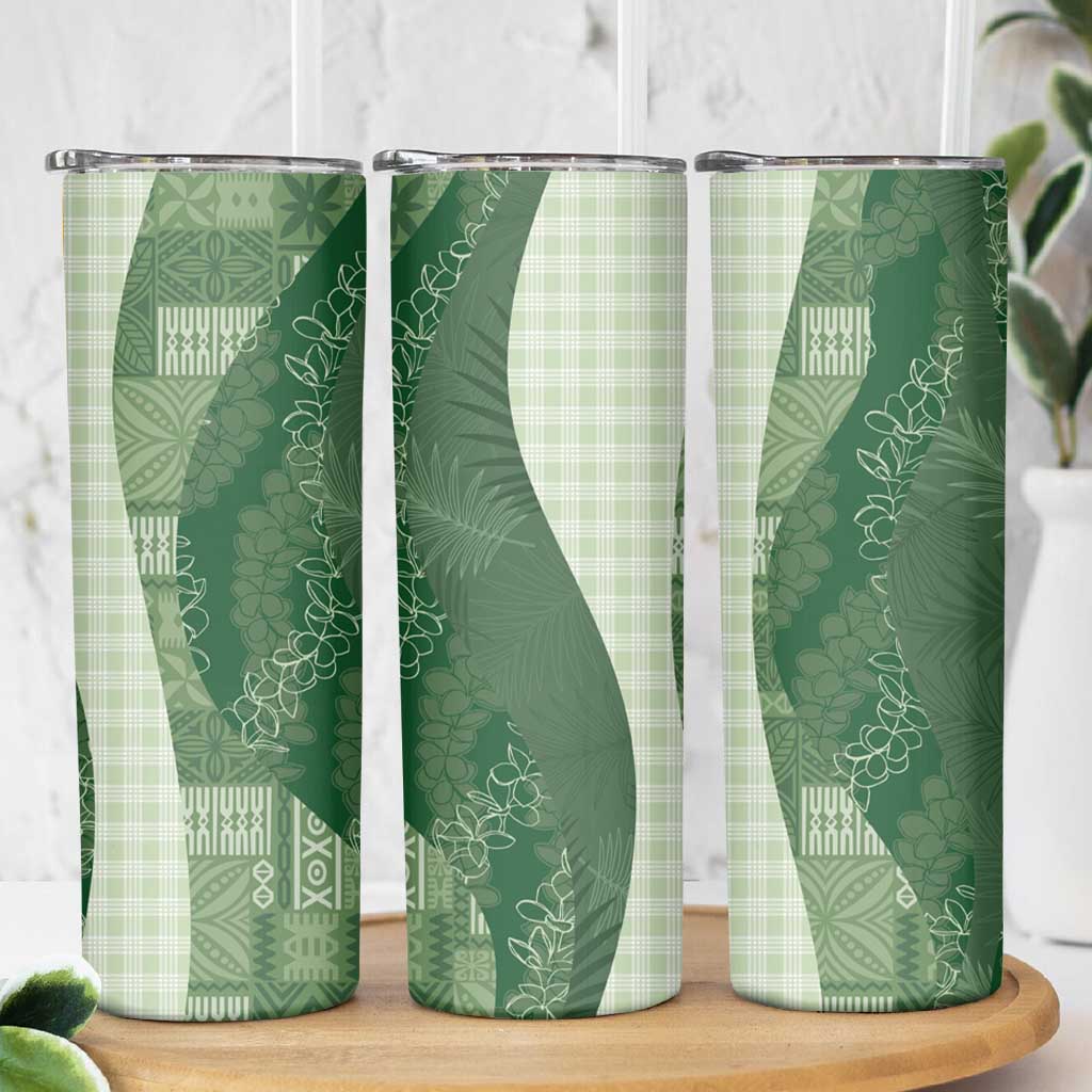 Polynesian Tribal Pattern Patchwork Picturesque Skinny Tumbler Sage Green LT7 - Polynesian Pride