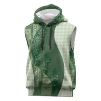Polynesian Tribal Pattern Patchwork Picturesque Sleeveless Hoodie Sage Green LT7 Sage Green - Polynesian Pride