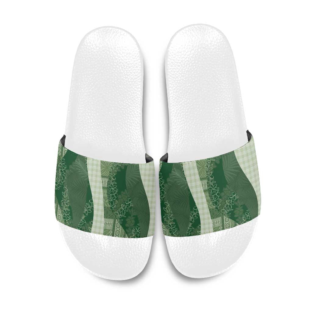 Polynesian Tribal Pattern Patchwork Picturesque Slide Sandals Sage Green LT7 Sage Green - Polynesian Pride
