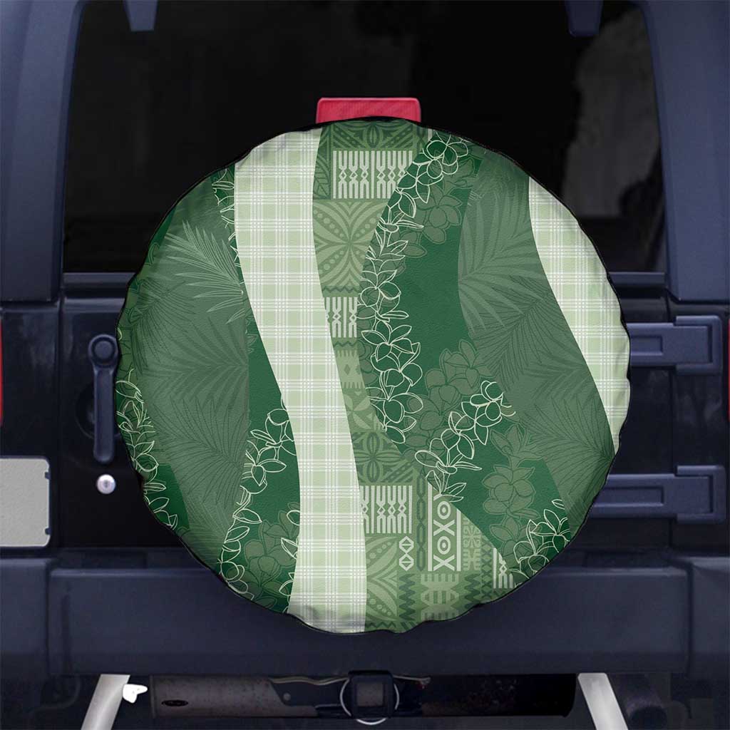 Polynesian Tribal Pattern Patchwork Picturesque Spare Tire Cover Sage Green