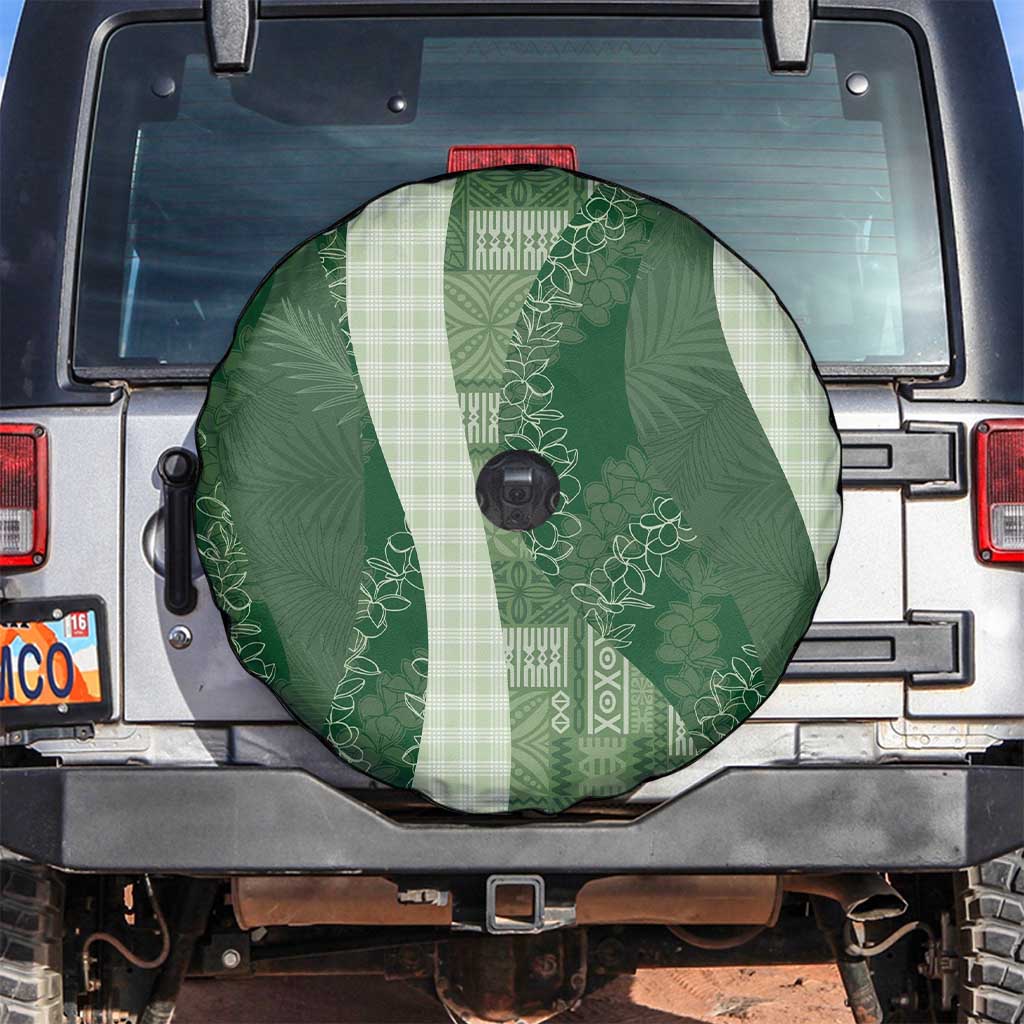 Polynesian Tribal Pattern Patchwork Picturesque Spare Tire Cover Sage Green