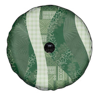Polynesian Tribal Pattern Patchwork Picturesque Spare Tire Cover Sage Green