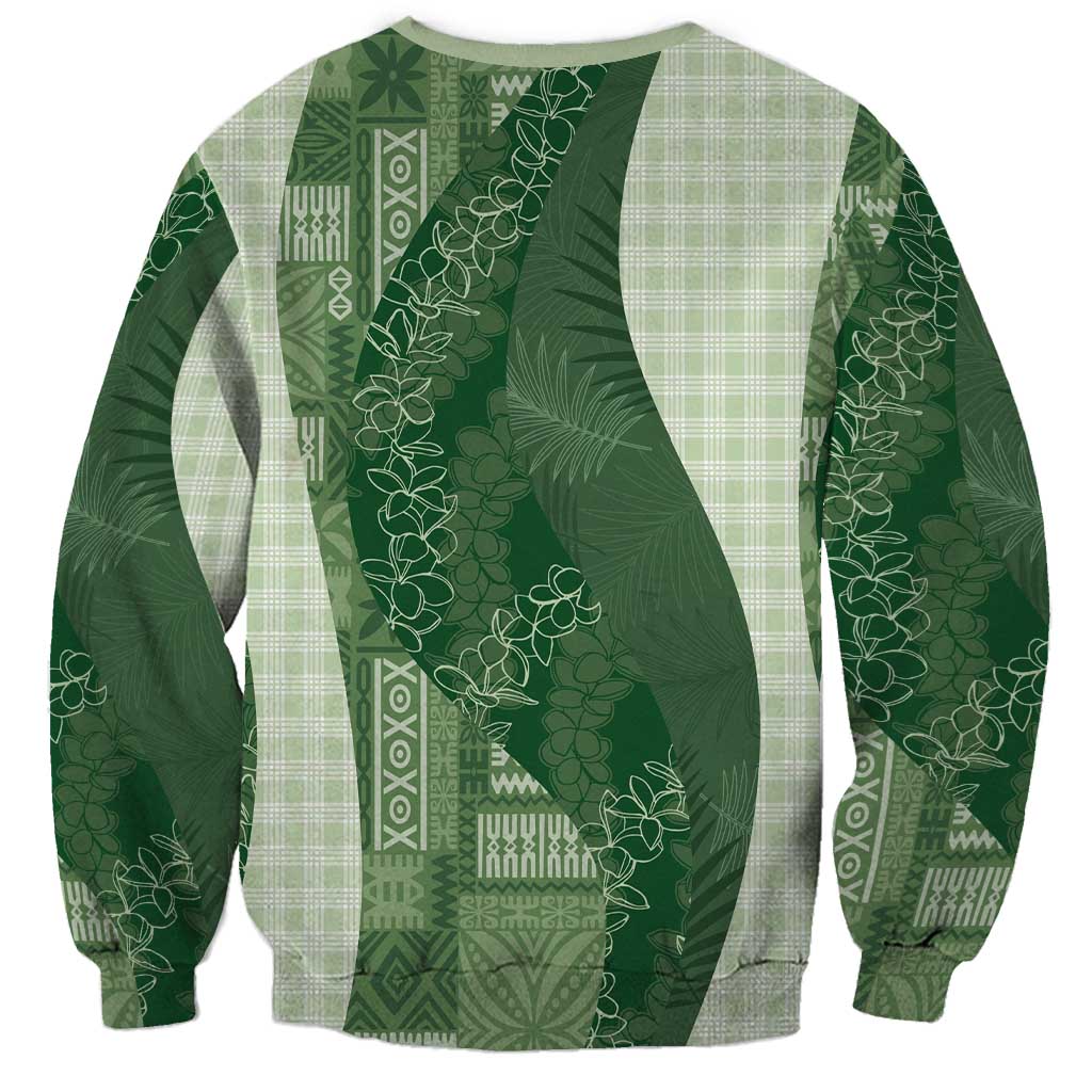 Polynesian Tribal Pattern Patchwork Picturesque Sweatshirt Sage Green LT7 - Polynesian Pride
