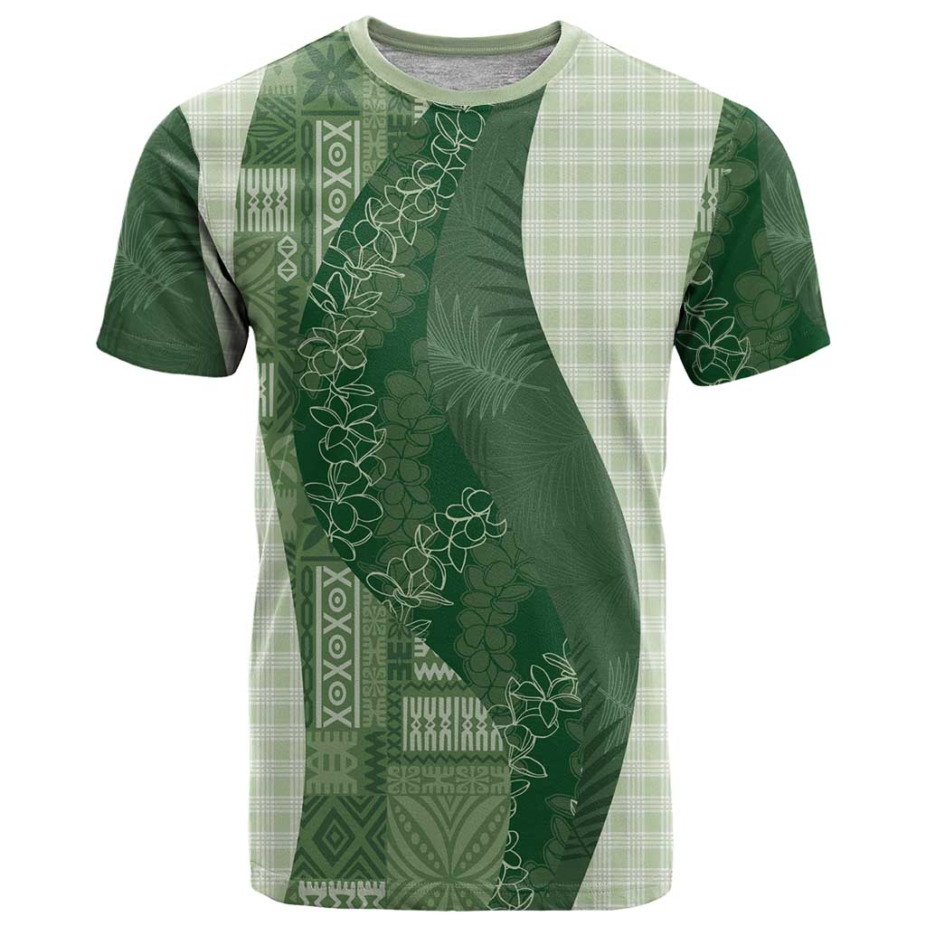 Polynesian Tribal Pattern Patchwork Picturesque T Shirt Sage Green LT7 Sage Green - Polynesian Pride