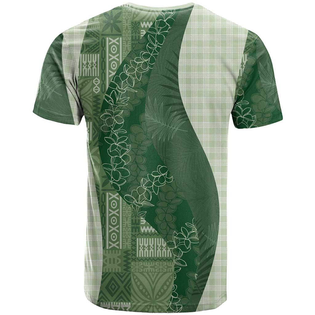 Polynesian Tribal Pattern Patchwork Picturesque T Shirt Sage Green LT7 - Polynesian Pride