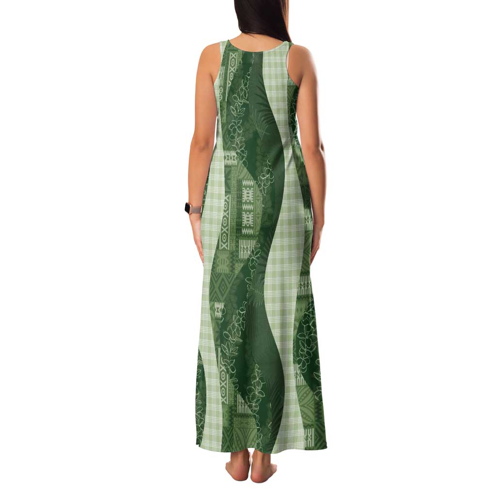 Polynesian Tribal Pattern Patchwork Picturesque Tank Maxi Dress Sage Green LT7 - Polynesian Pride