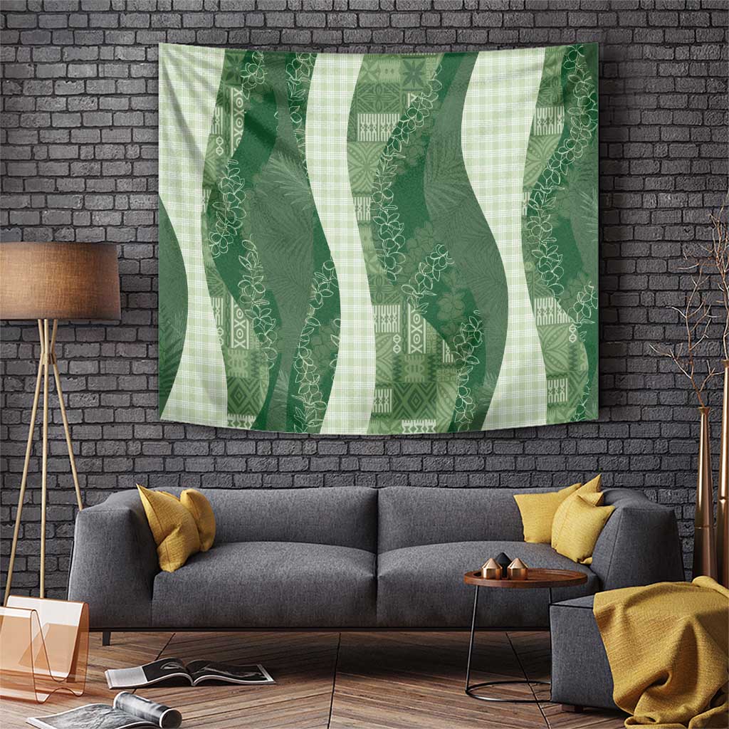 Polynesian Tribal Pattern Patchwork Picturesque Tapestry Sage Green LT7 Sage Green - Polynesian Pride