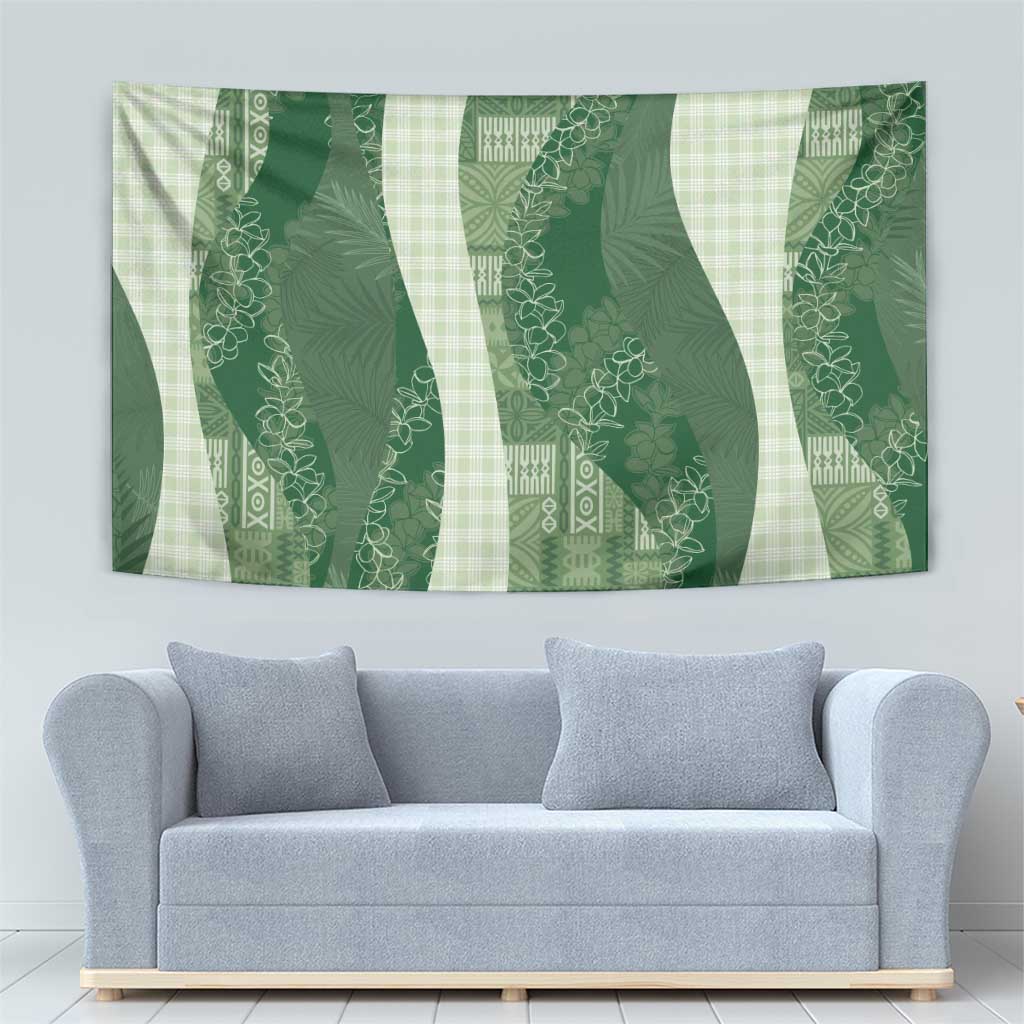 Polynesian Tribal Pattern Patchwork Picturesque Tapestry Sage Green LT7 - Polynesian Pride