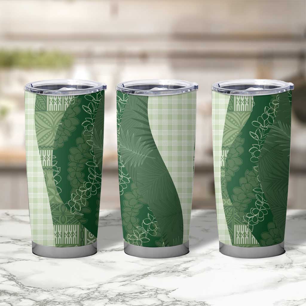 Polynesian Tribal Pattern Patchwork Picturesque Tumbler Cup Sage Green LT7 - Polynesian Pride