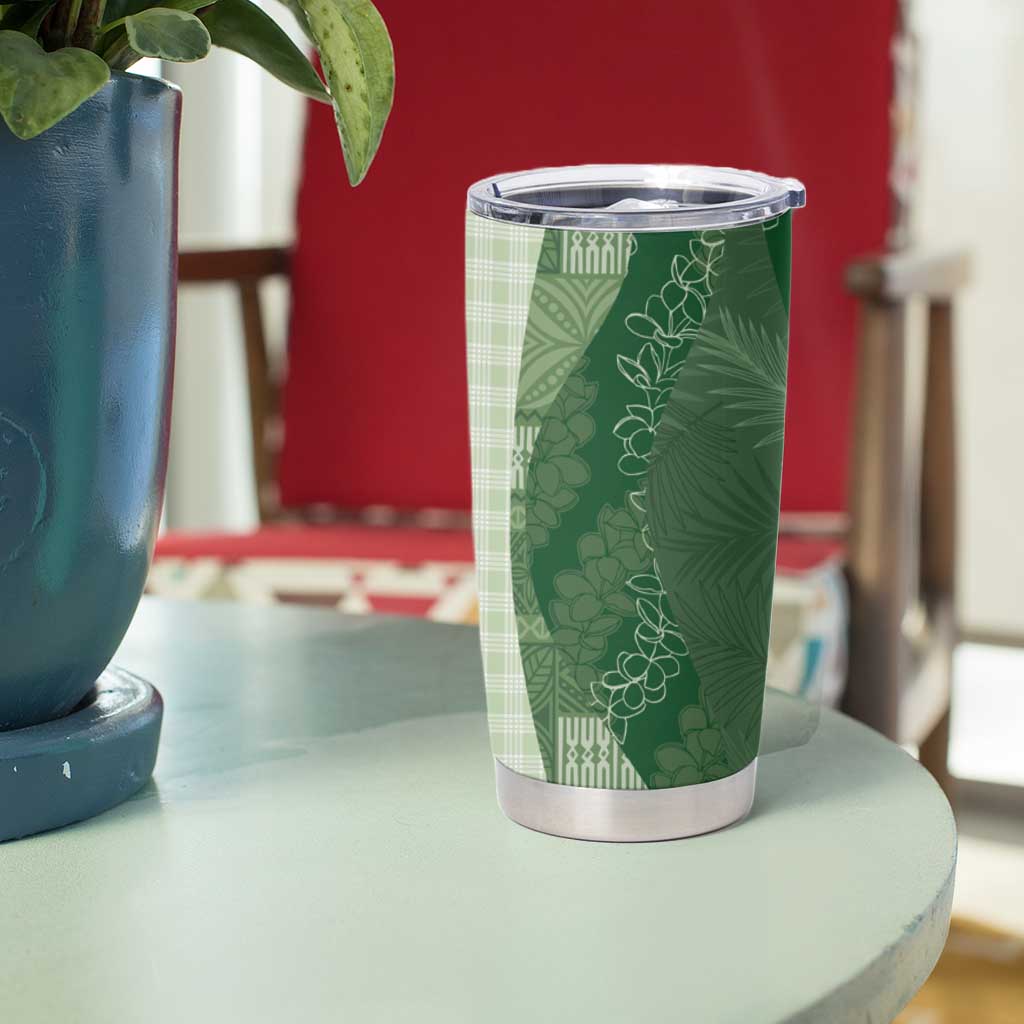 Polynesian Tribal Pattern Patchwork Picturesque Tumbler Cup Sage Green LT7 - Polynesian Pride