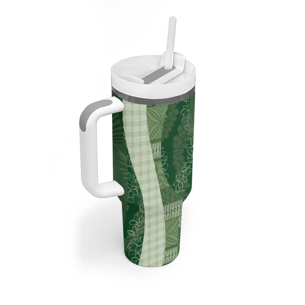 Polynesian Tribal Pattern Patchwork Picturesque Tumbler With Handle Sage Green LT7 - Polynesian Pride